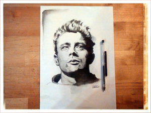 James Dean - Inchiostro e carboncino su carta